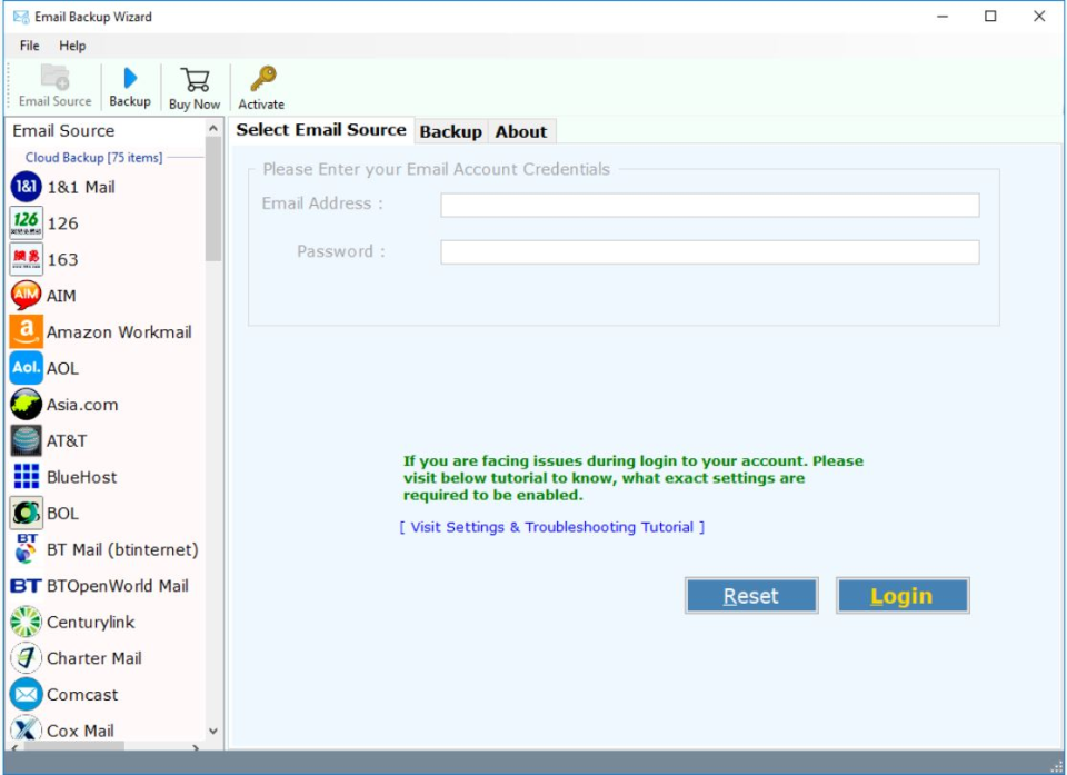 screenshot of Mails Backup